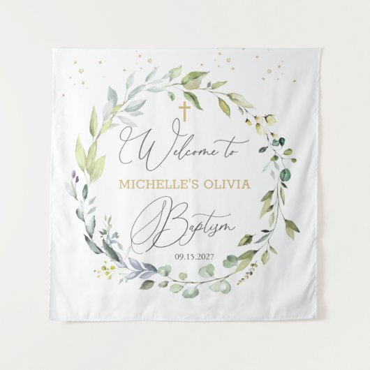 Eucalyptus Kruidendoomp Doopfeest  Wandkleed (Voorkant)