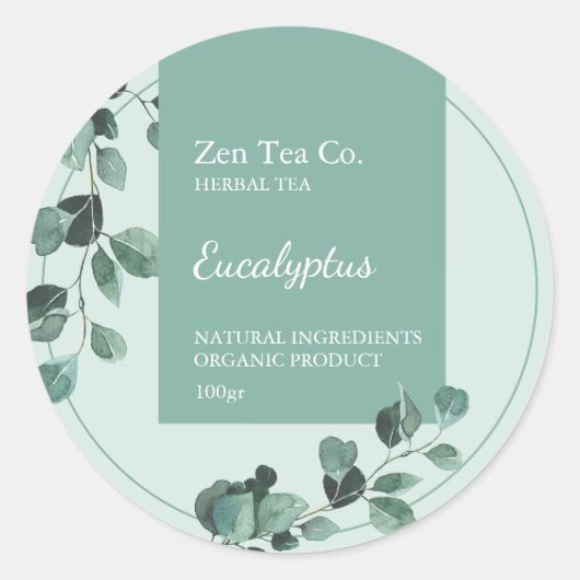 Eucalyptus Kruidenthee Zakelijk Etiket (Voorkant)