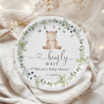 Eucalyptus kunnen we het baby shower nauwelijks af papieren bordje<br><div class="desc">Eucalyptus we kunnen bijna wachten baby shower Papier Borden Matching items zijn beschikbaar.</div>