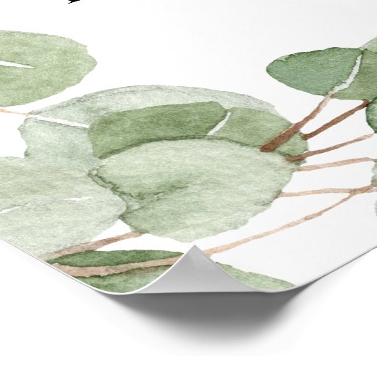 Eucalyptus laat Baby engel doop welkomstbord Poster (Hoek)