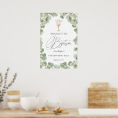 Eucalyptus laat Baby engel doop welkomstbord Poster (Keuken)