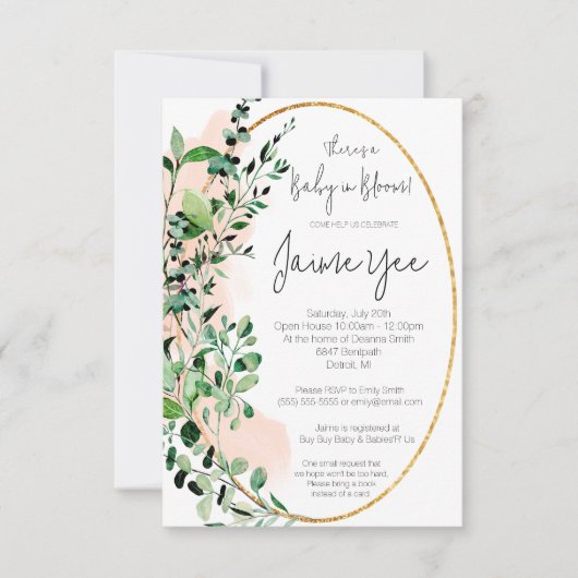 Eucalyptus laat Baby in bloom Baby shower Kaart (Voorkant)