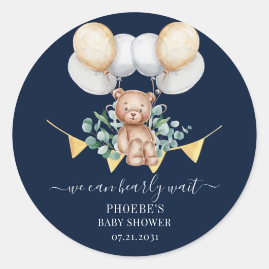 Eucalyptus laat Beer van de zeemacht van Baby show Ronde Sticker (Voorkant)