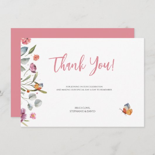 Eucalyptus laat bloemen grens dank u kaart (Voorkant / Achterkant)