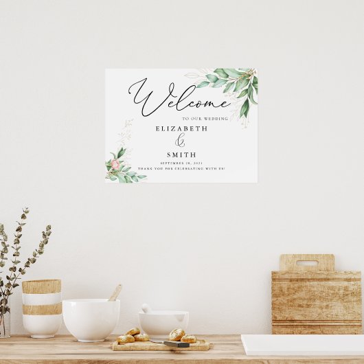 Eucalyptus laat eenvoudige elegante kalligrafie ac poster (Keuken)