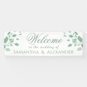 Eucalyptus laat elegante welkomstbruiloft spandoek (Horizontaal)