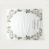 Eucalyptus laat Geometrische bruiloft foto achterg Wandkleed (Voorkant (horizontaal))