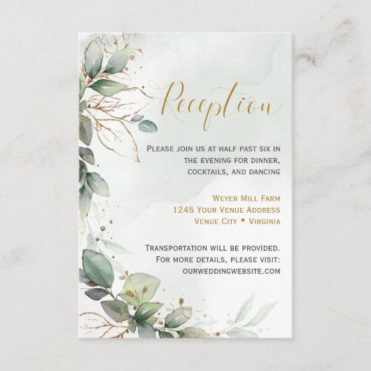 Eucalyptus laat Golden Greenery-receptiedetails ac Informatiekaartje (Voorkant)