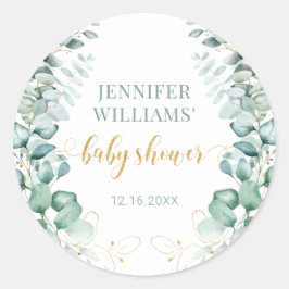 Eucalyptus laat gouden baby shower ronde stickers 