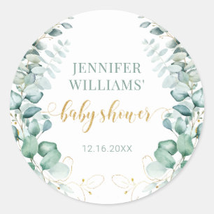 Eucalyptus laat gouden baby shower ronde stickers 