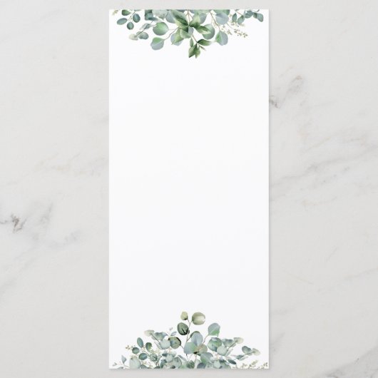 Eucalyptus laat gouden salie groen bruiloft menu (Achterkant)