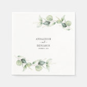 Eucalyptus laat groen bruiloft cocktail papier servet (Voorkant)