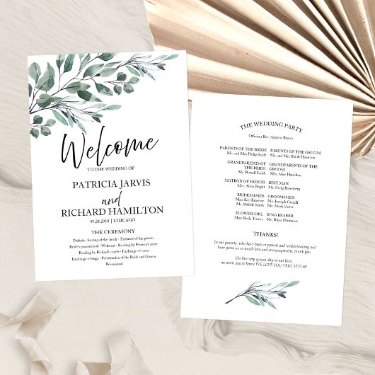 Eucalyptus laat groen bruiloft programma's