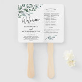 Eucalyptus laat groen bruiloft programma's handwaaier (Voorkant en achterkant)
