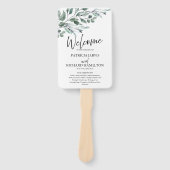 Eucalyptus laat groen bruiloft programma's handwaaier (Voorkant)