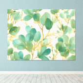 Eucalyptus laat groen en goud ontwerp canvas afdruk (Insitu (Houten vloer))