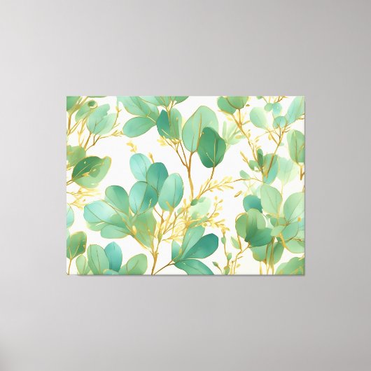 Eucalyptus laat groen en goud ontwerp canvas afdruk (Voorkant)