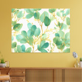 Eucalyptus laat groen en goud ontwerp canvas afdruk (Insitu (Woonkamer))
