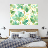 Eucalyptus laat groen en goud ontwerp canvas afdruk (Insitu (Slaapkamer))