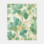 Eucalyptus laat groen en goud ontwerp fleece deken (Voorkant)