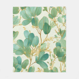Eucalyptus laat groen en goud ontwerp fleece deken