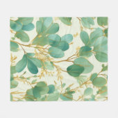 Eucalyptus laat groen en goud ontwerp fleece deken (Voorkant (Horizontaal))
