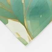 Eucalyptus laat groen en goud ontwerp fleece deken (Hoek)