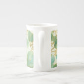 Eucalyptus laat groen en goud ontwerp porselein kop (Achterkant)