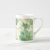 Eucalyptus laat groen en goud ontwerp porselein kop (Rechts)