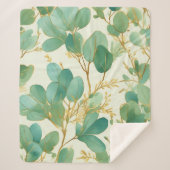 Eucalyptus laat groen en goud ontwerp sherpa deken (Voorkant)