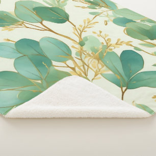 Eucalyptus laat groen en goud ontwerp sherpa deken