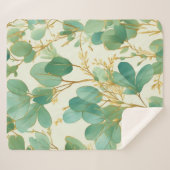 Eucalyptus laat groen en goud ontwerp sherpa deken (Voorkant (horizontaal))