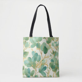 Eucalyptus laat groen en goud ontwerp tote bag