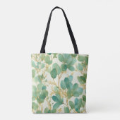 Eucalyptus laat groen en goud ontwerp tote bag (Achterkant)