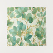 Eucalyptus laat groen en goud ontwerp wandkleed (Voorkant)