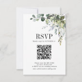 Eucalyptus laat groen huwelijk QR-code foto RSVP Kaartje (Voorkant)