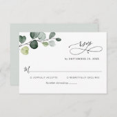 Eucalyptus laat groen monogram RSVP-kaart achter RSVP Kaartje (Voorkant / Achterkant)
