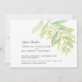 Eucalyptus laat groen water bruiloft save the date (Voorkant)