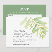 Eucalyptus laat groen water bruiloft save the date (Voorkant / Achterkant)