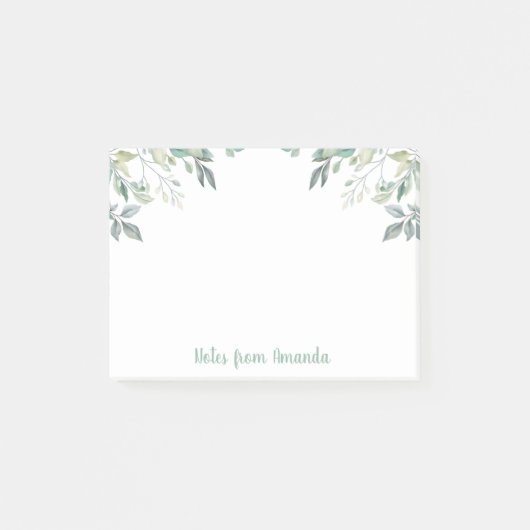 Eucalyptus laat groene Waterverf na notities Post-it® Notes (Voorkant)