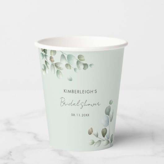 Eucalyptus laat het Minimale Vrijgezellenfeest van Papieren Bekers (Voorkant)