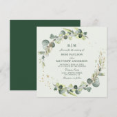 Eucalyptus laat krans bruiloft uitnodiging (Voorkant / Achterkant)