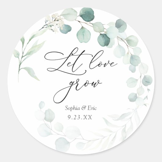 Eucalyptus laat liefde groeien Plant gunst Ronde Sticker (Voorkant)