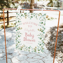Eucalyptus laat meisje Baby shower welkomstbord Foto Afdruk