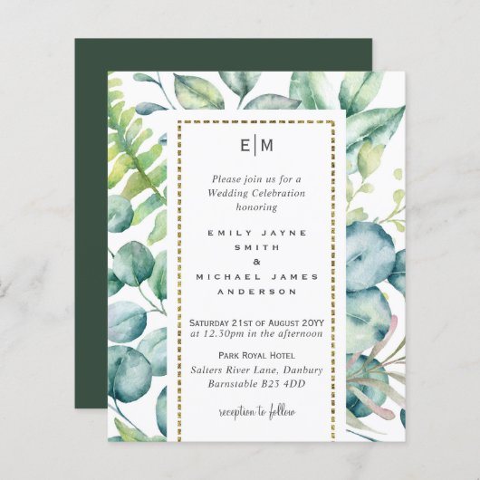 Eucalyptus laat natuurlijk groen huwelijk over (Voorkant / Achterkant)