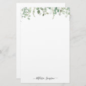 Eucalyptus laat persoonlijke naam na briefpapier (Voorkant / Achterkant)