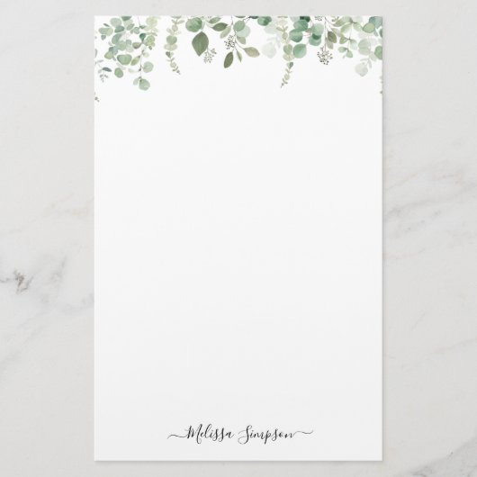 Eucalyptus laat persoonlijke naam na briefpapier (Voorkant)