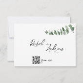 Eucalyptus laat QR-code bruiloft RSVP Notitiekaartje (Achterkant)