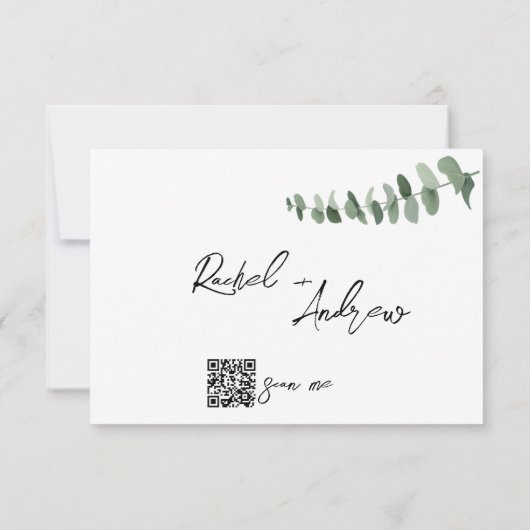 Eucalyptus laat QR-code bruiloft RSVP Notitiekaartje (Achterkant)