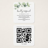 Eucalyptus laat QR-code bruiloft Website RSVP Vierkante Visitekaartjes (Voorkant /achterkant)
